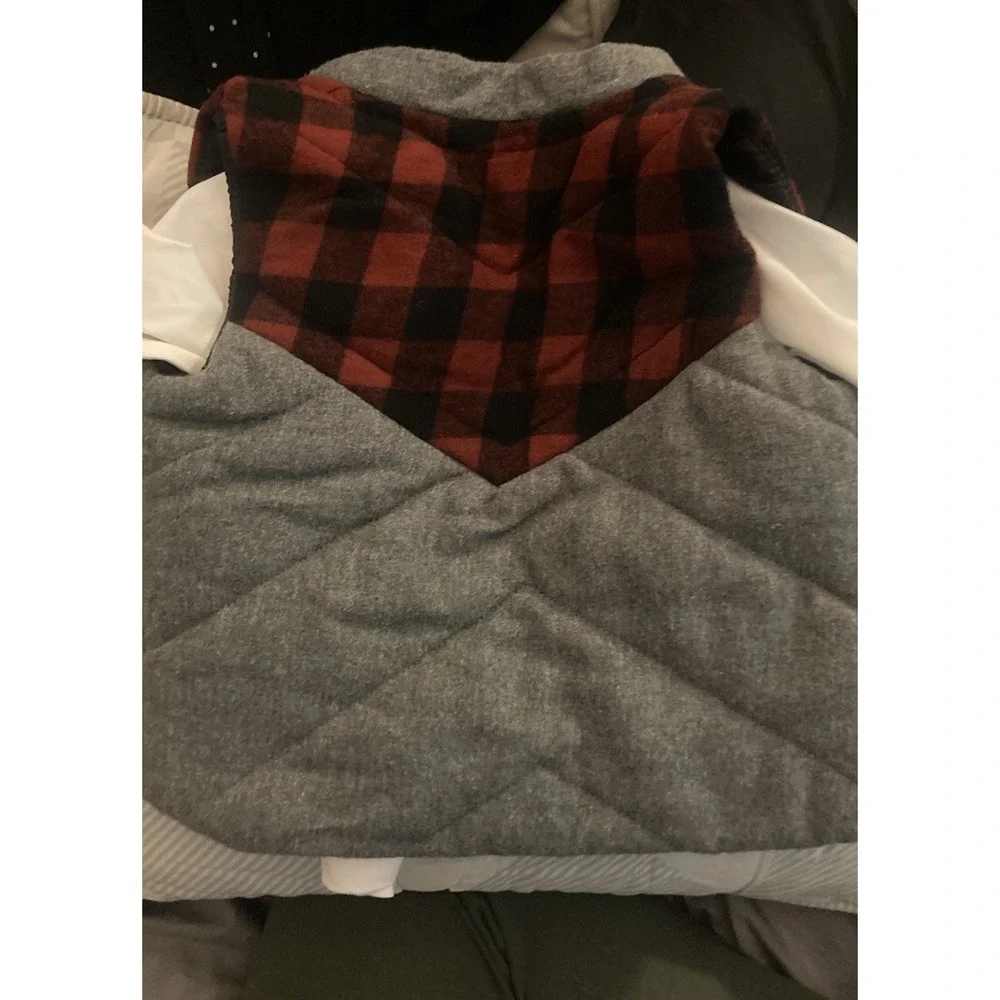Fierce Frank Boys Puffer Vest Shirt Set Size 18m Gray Red‎ Plaid Moose Holidays